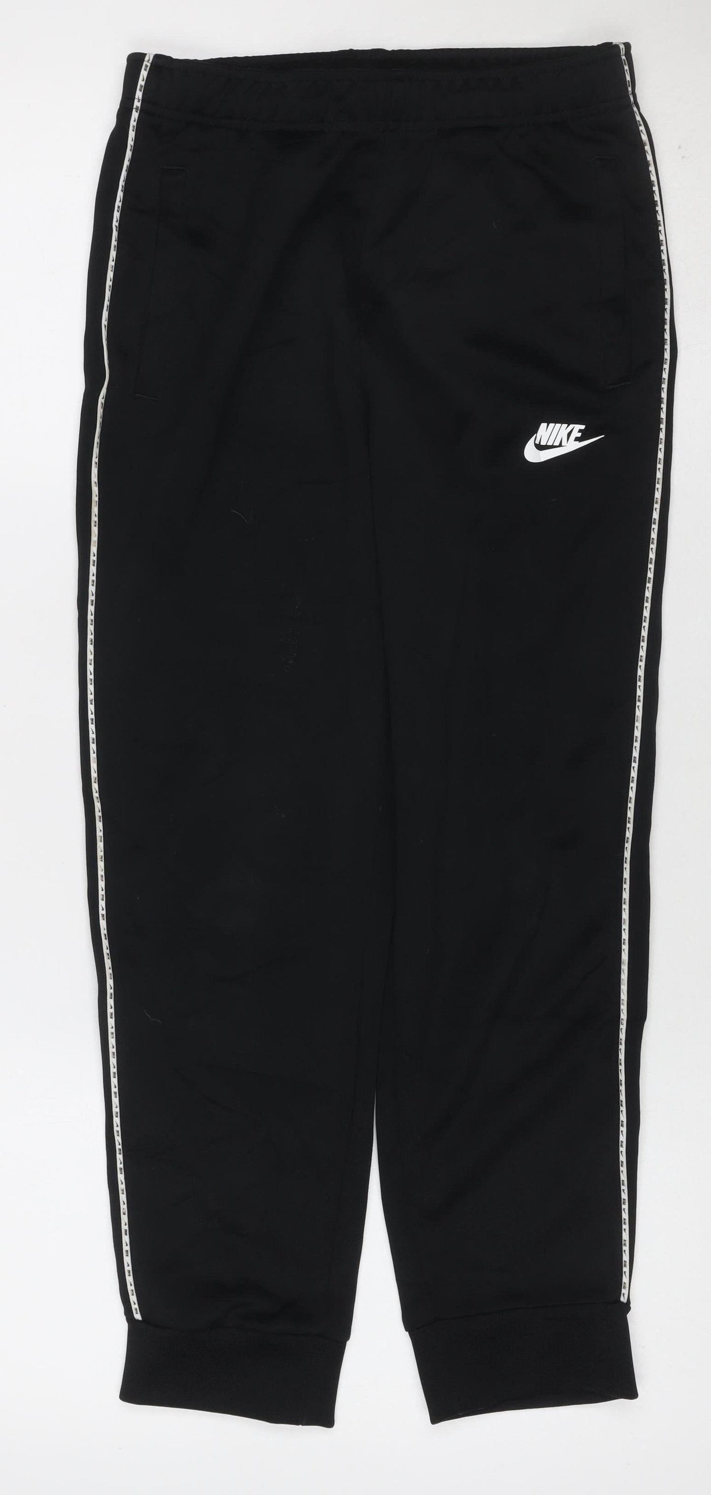 Nike Boys Black 12-13 Years Jogger Track Pants Logo Tape Pockets