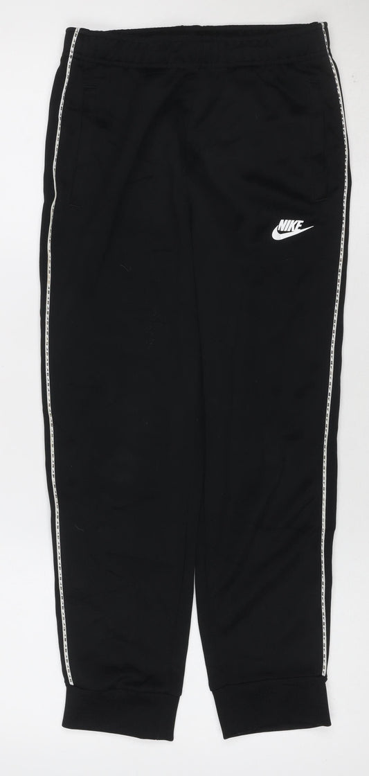 Nike Boys Black 12-13 Years Jogger Track Pants Logo Tape Pockets