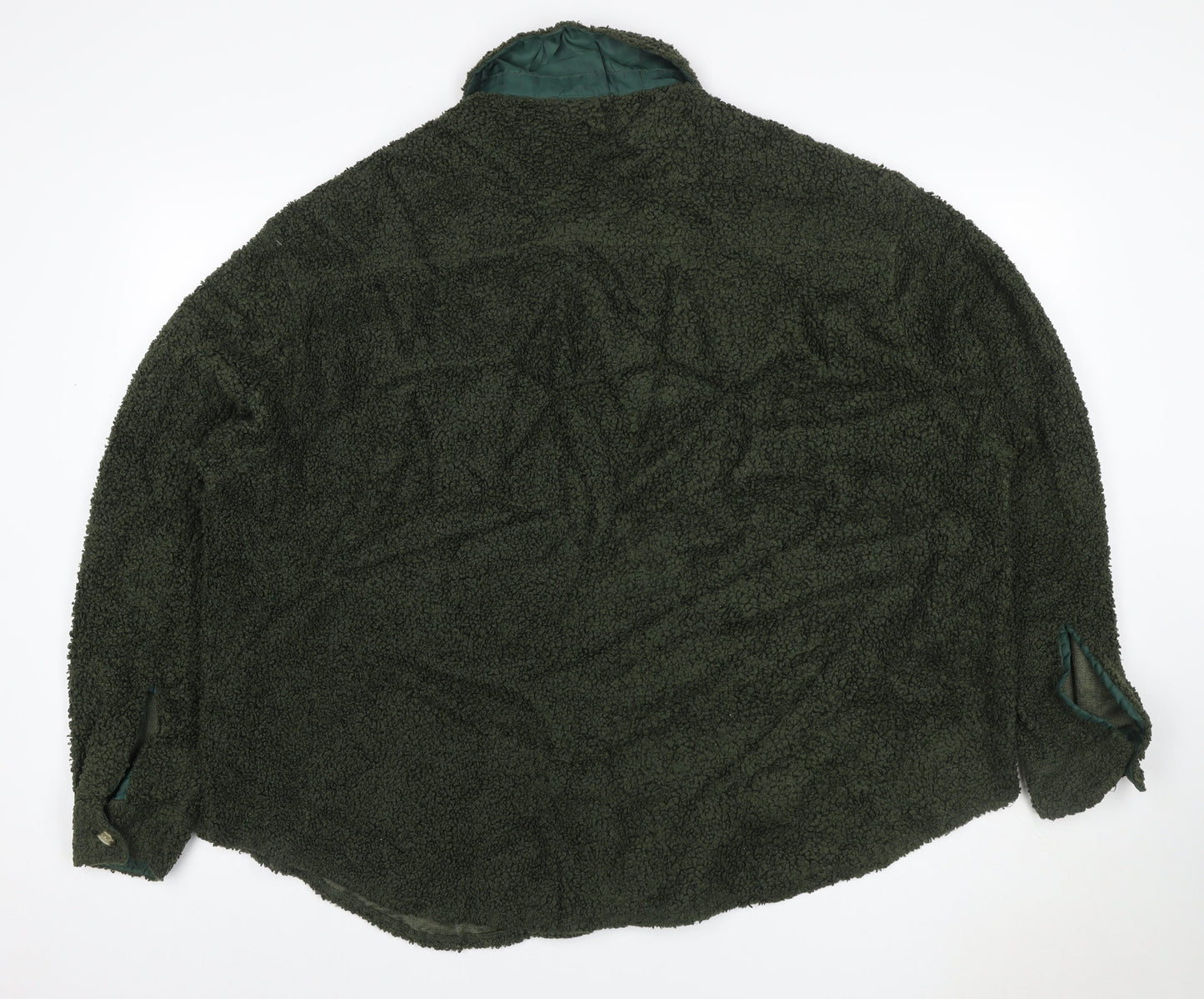 ASOS DESIGN Women’s Green Teddy Fleece Button Jacket UK 10 Lined