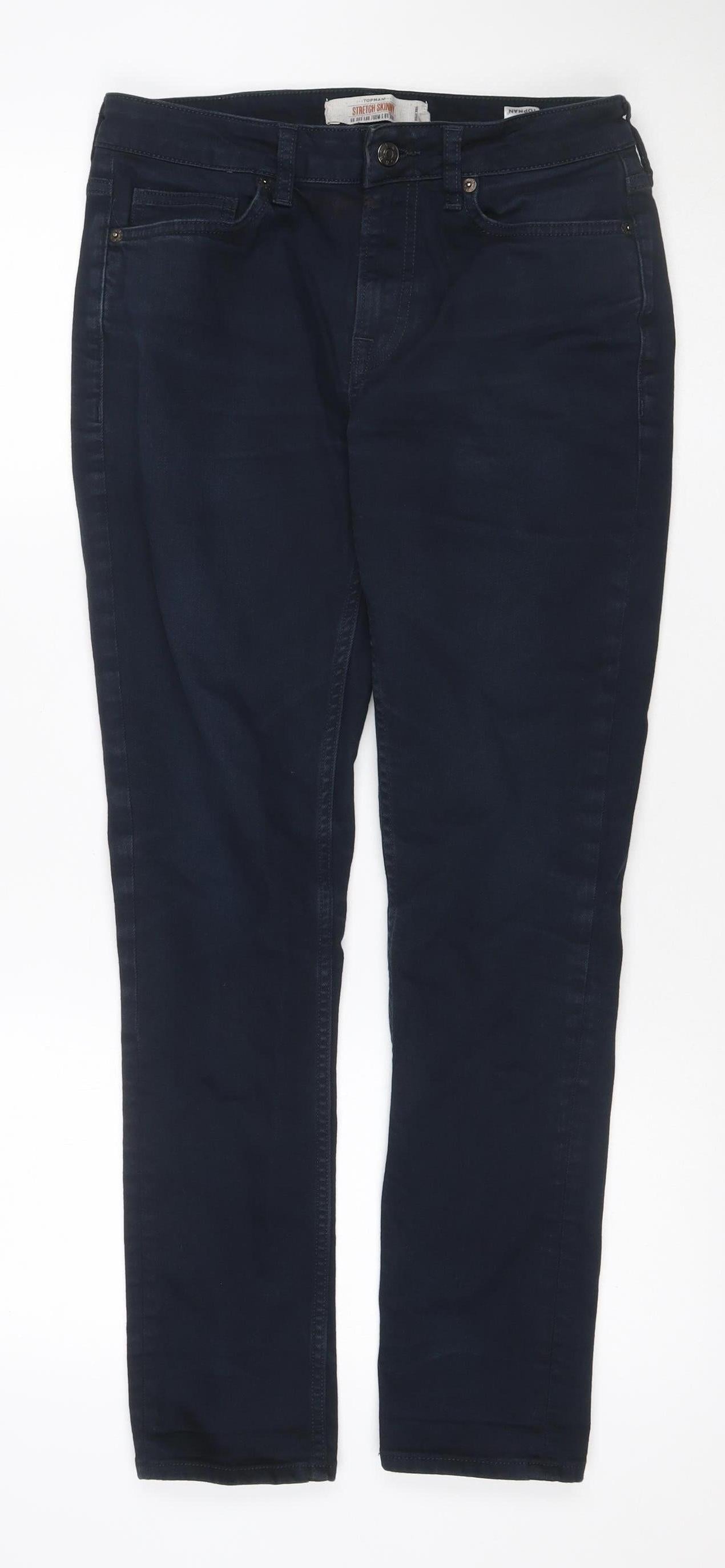 Topman Men's Blue W30 Short Stretch Skinny Jeans Cotton