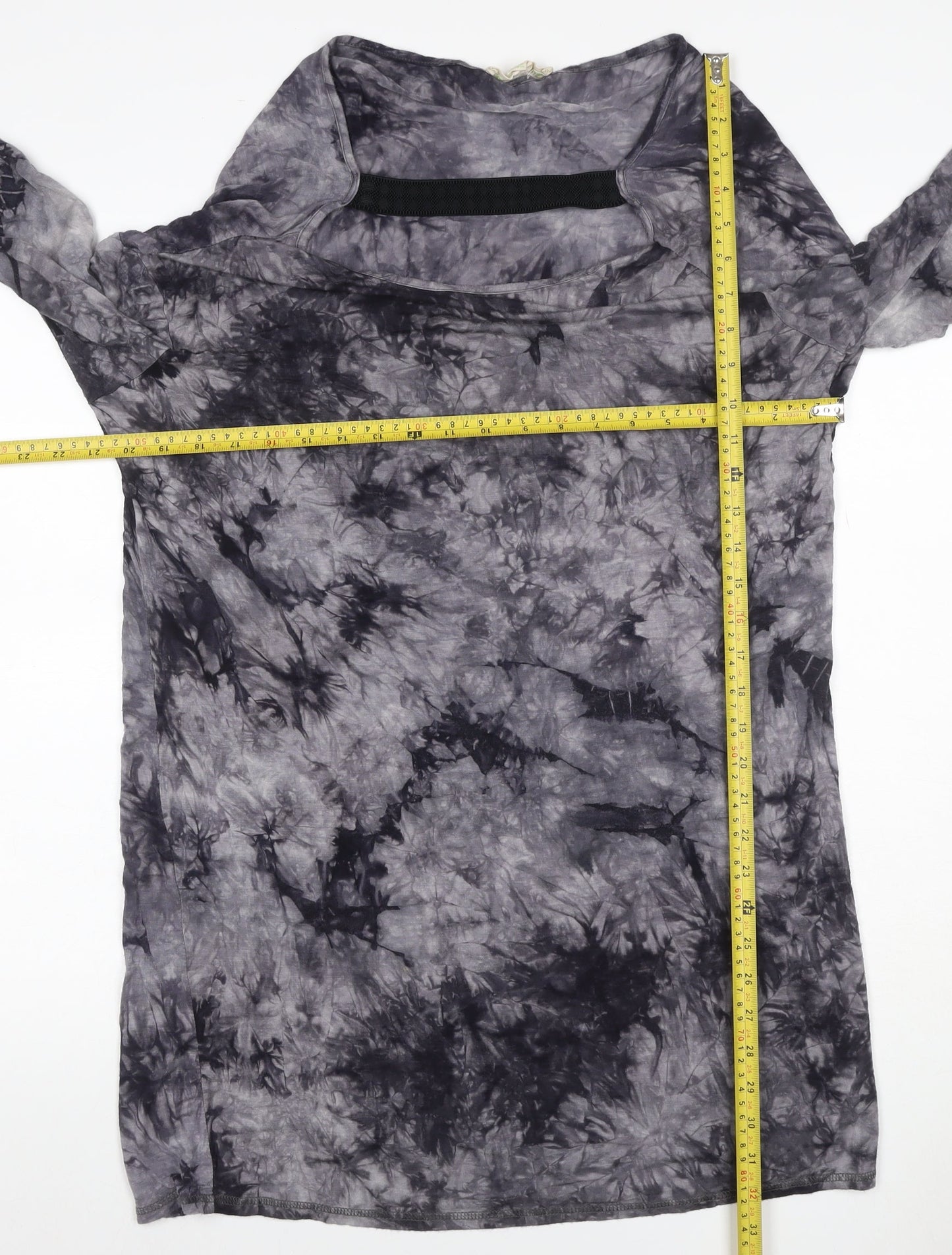 Maggie Sweet Women Grey Tie Dye S Asymmetric Cowl Neck Long Sleeve Dress