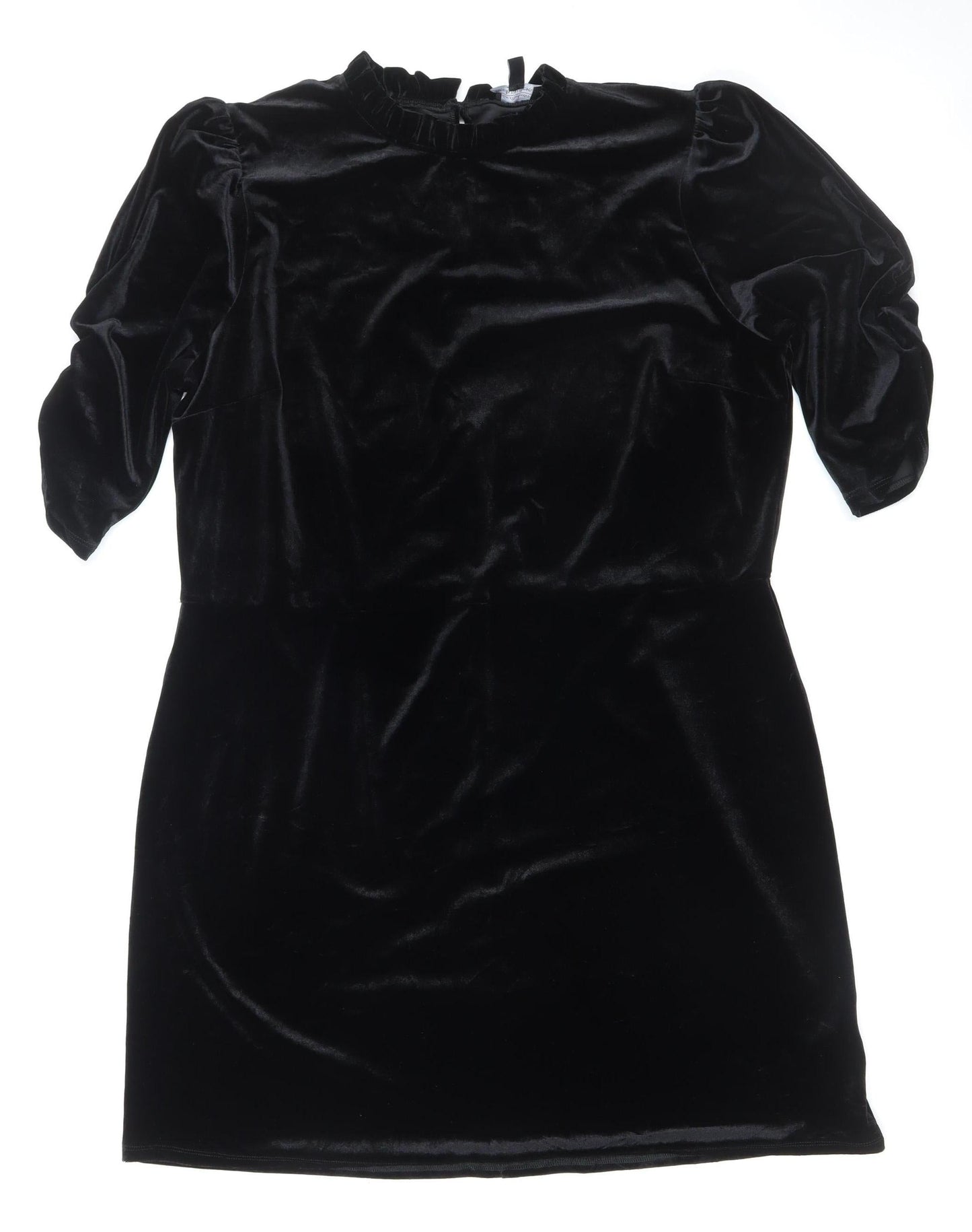 Women’s Black Velvet UK 22 Bodycon Puff Sleeve Party Dress