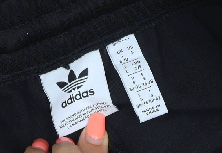 adidas Women Black S Flared Track Pants Stretch Athleisure
