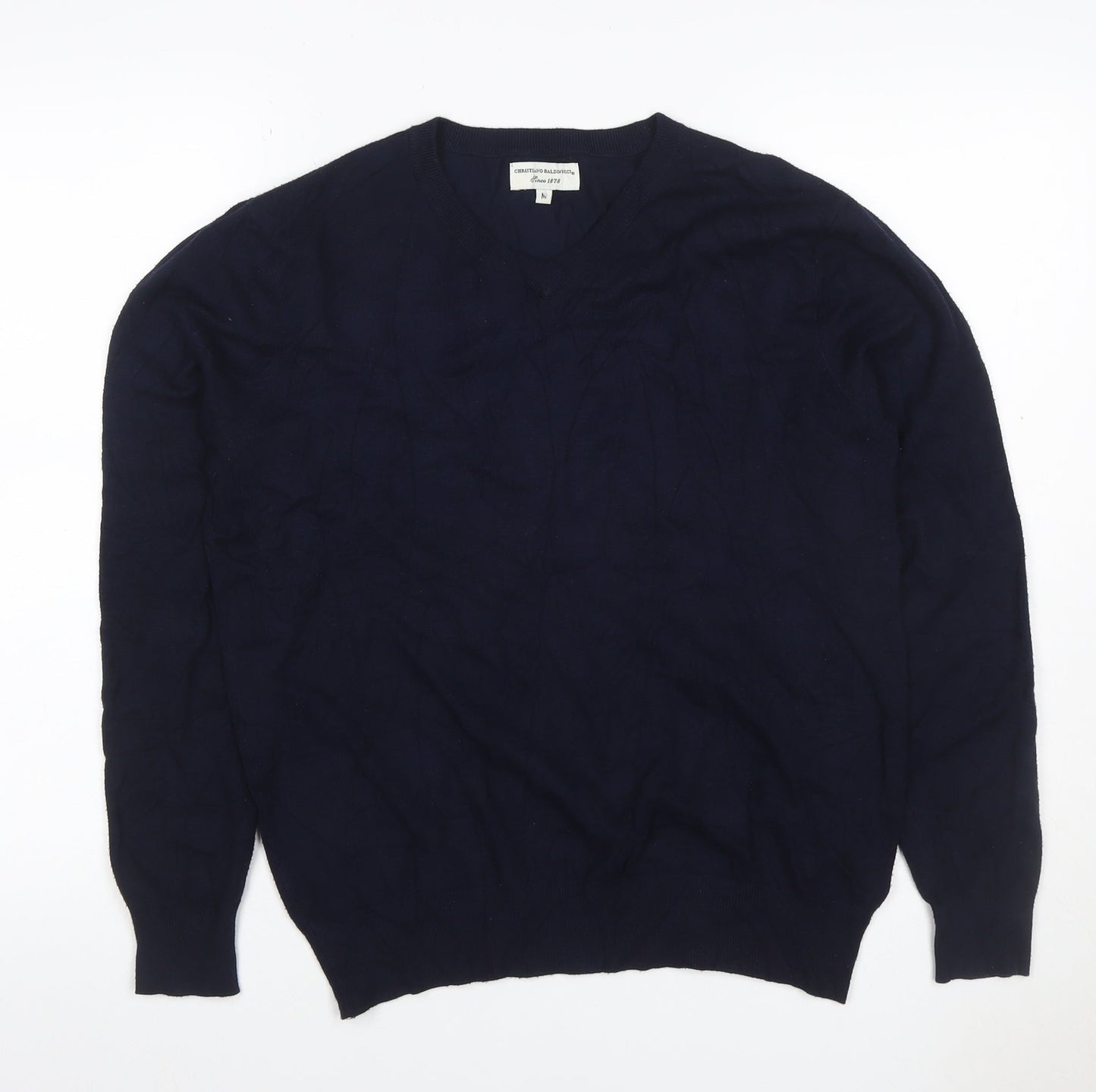 Cristiano Baldinucci Men’s Blue M V-Neck Wool Blend Pullover Jumper