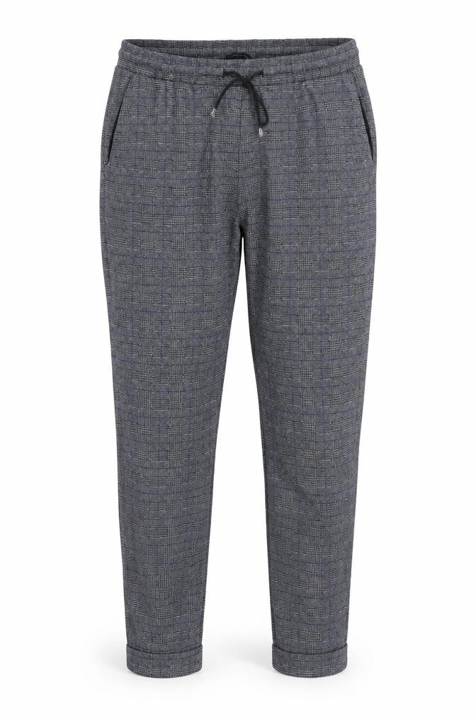 Front view of Marks & Spencer Men Grey Check, size 16, Jogger Trousers Drawstring