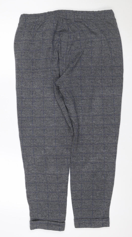 Marks & Spencer Men Grey Check Size 16 Jogger Trousers Drawstring