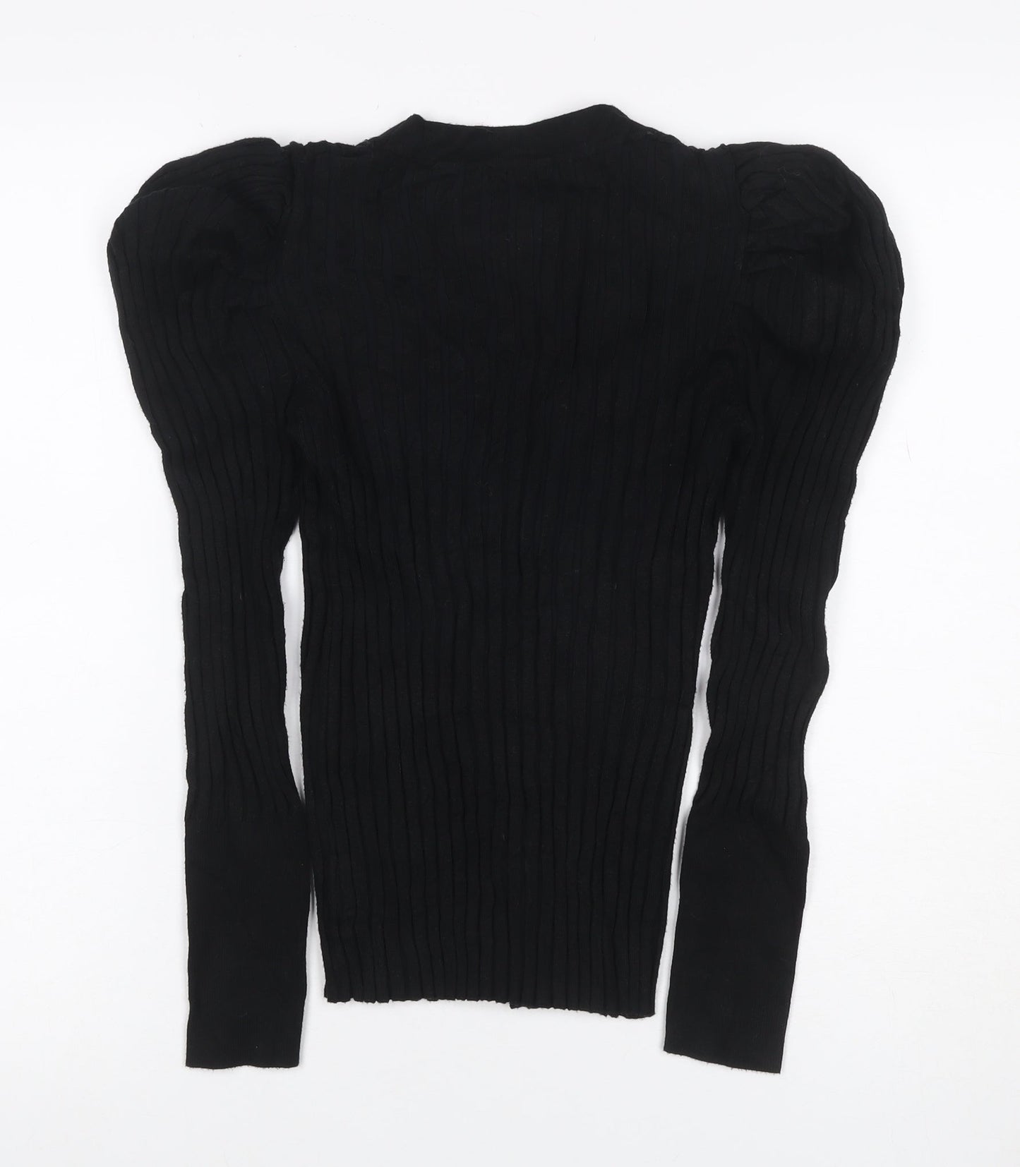 Quiz Women Black S Cable Knit Gold Button V-Neck Cardigan