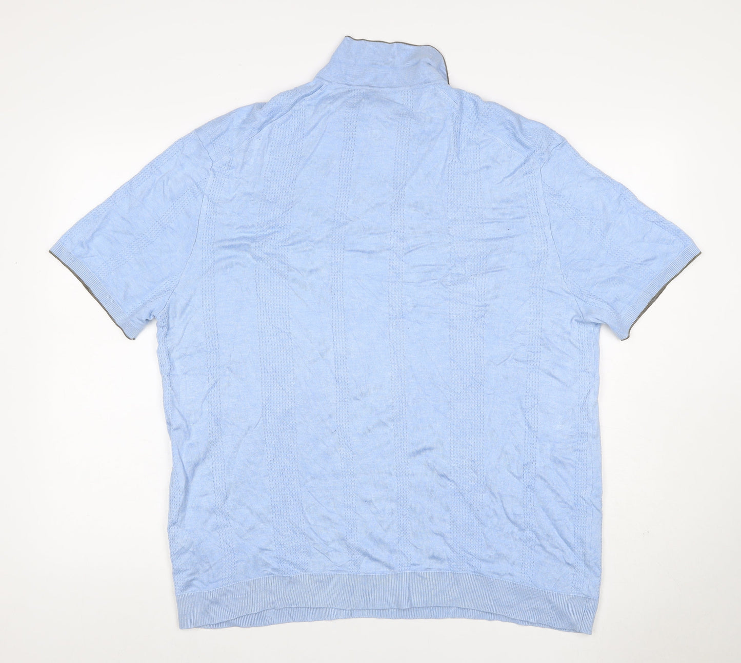 Autograph Men's Blue 2XL Short Sleeve 1/4 Zip Textured Knit Polo