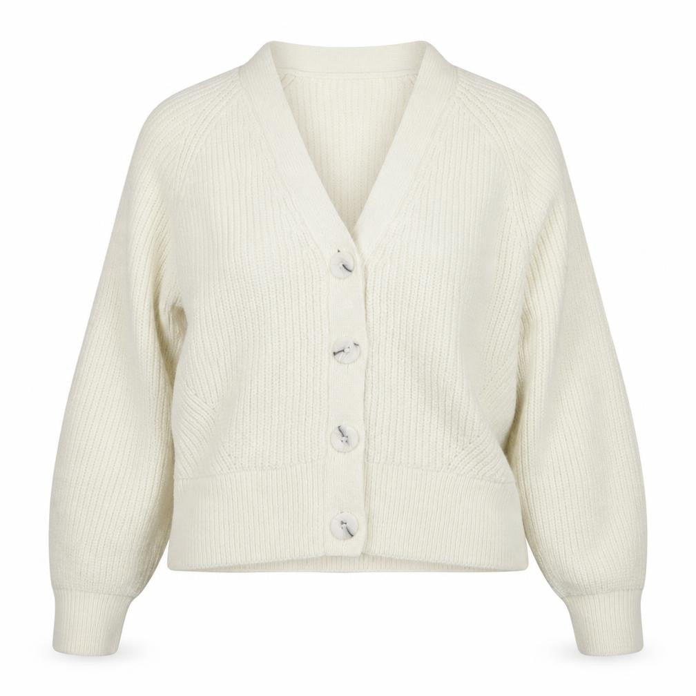 Marks and Spencer Women Ivory UK 14 Chunky Knit V-Neck Cardigan