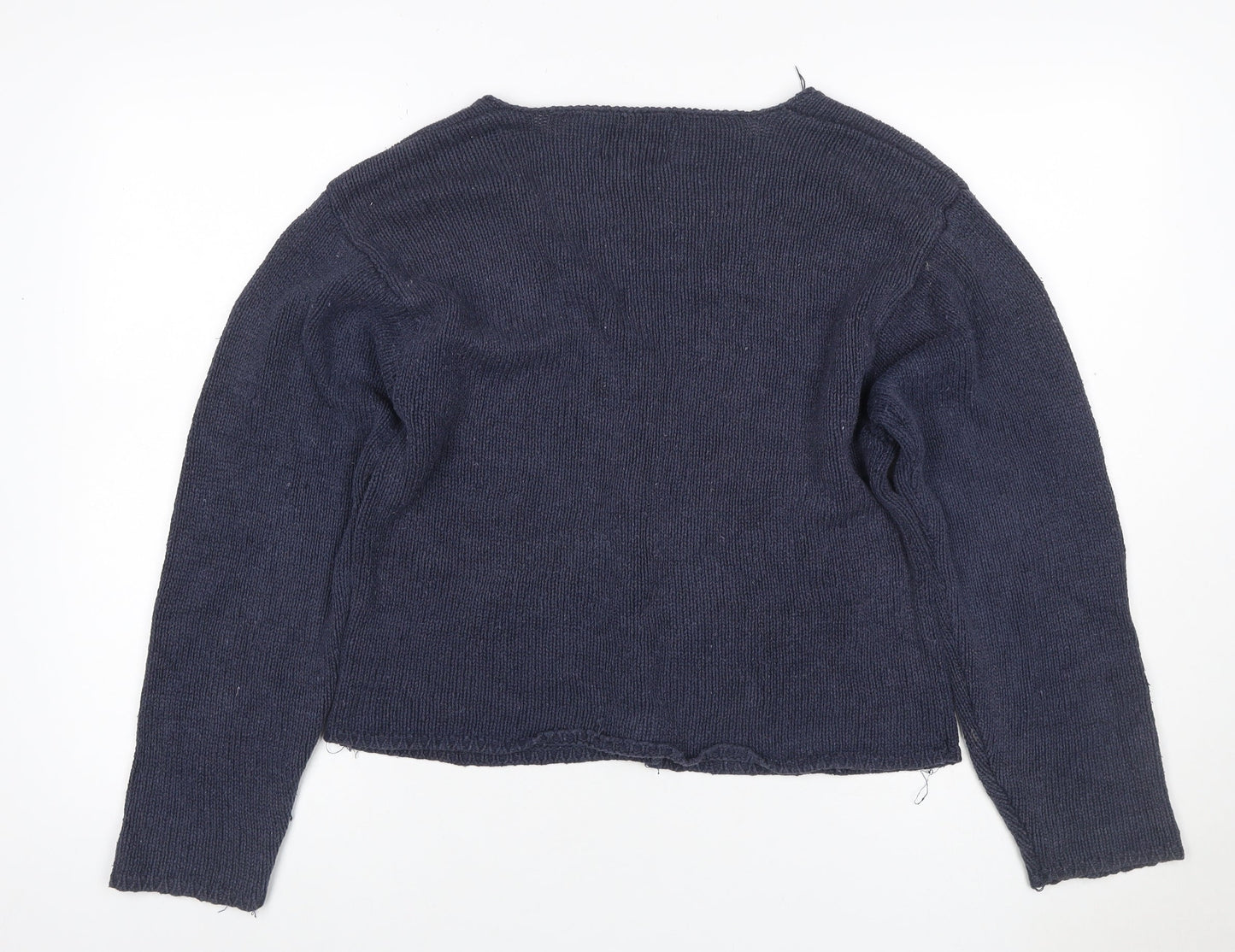 Art of Silk Women’s Blue M Silk Cotton V-Neck Button Cardigan