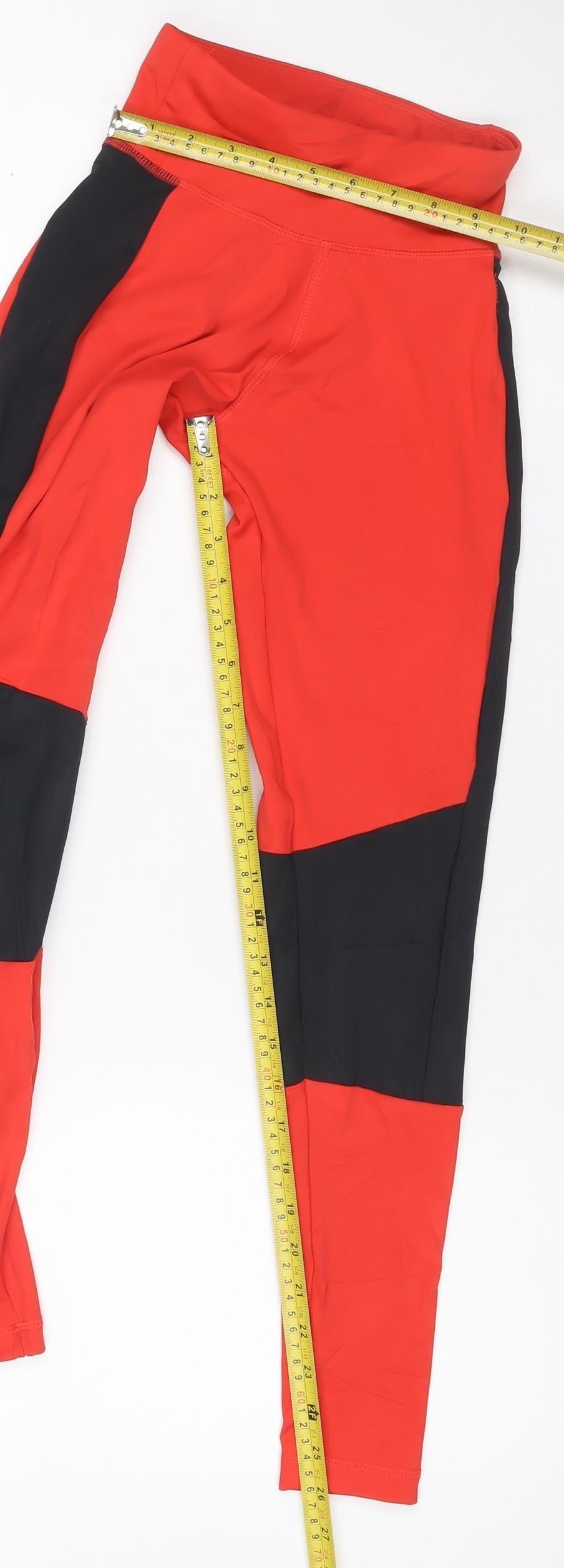 Myprotein Women Red Black Colourblock XS Gym Training Leggings