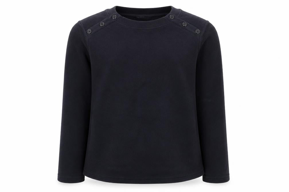 Lands' End Women’s Navy Blue L Fleece Button Shoulder Sweatshirt