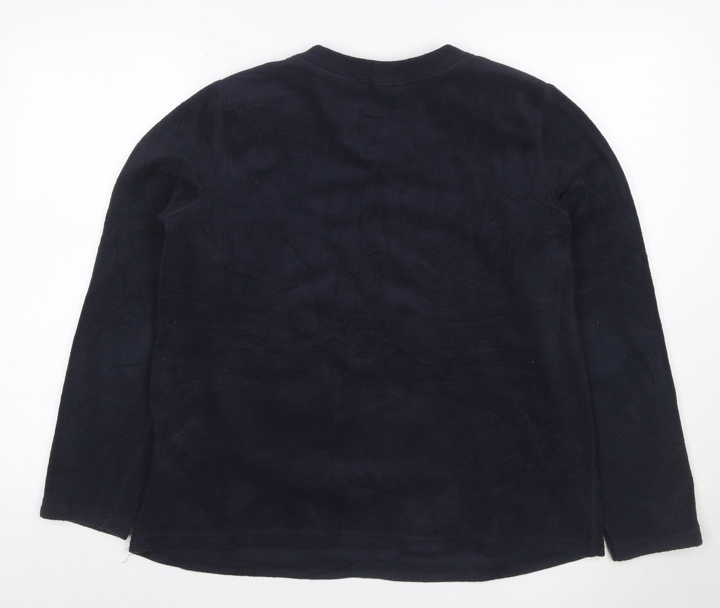 Lands' End Women’s Navy Blue L Fleece Button Shoulder Sweatshirt