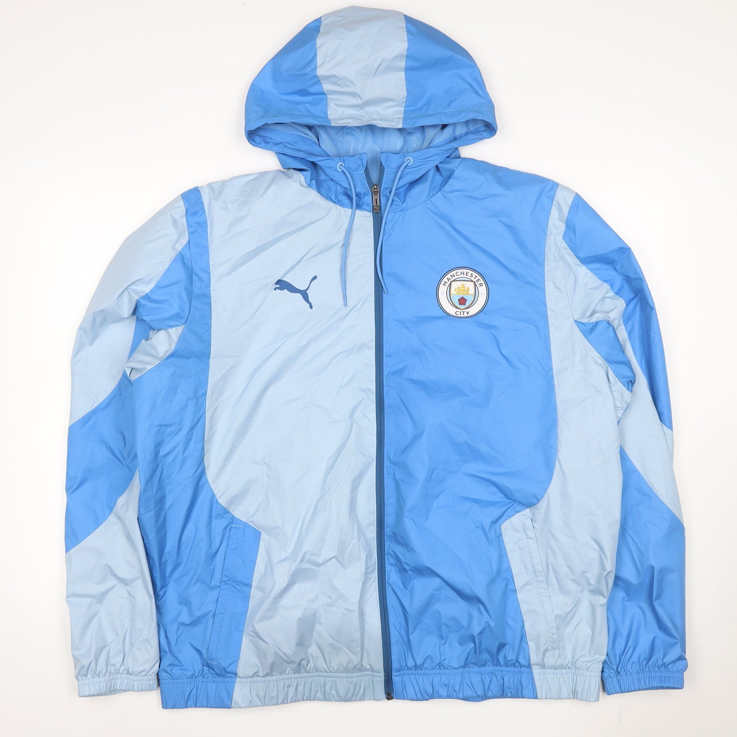 Puma Men's Blue XL Manchester City Hooded Windbreaker Football Jacket