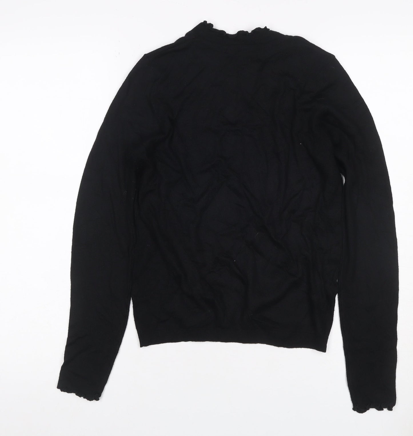 Next Women’s Black XS Ruffle Neck Long Sleeve Knit Pullover Jumper