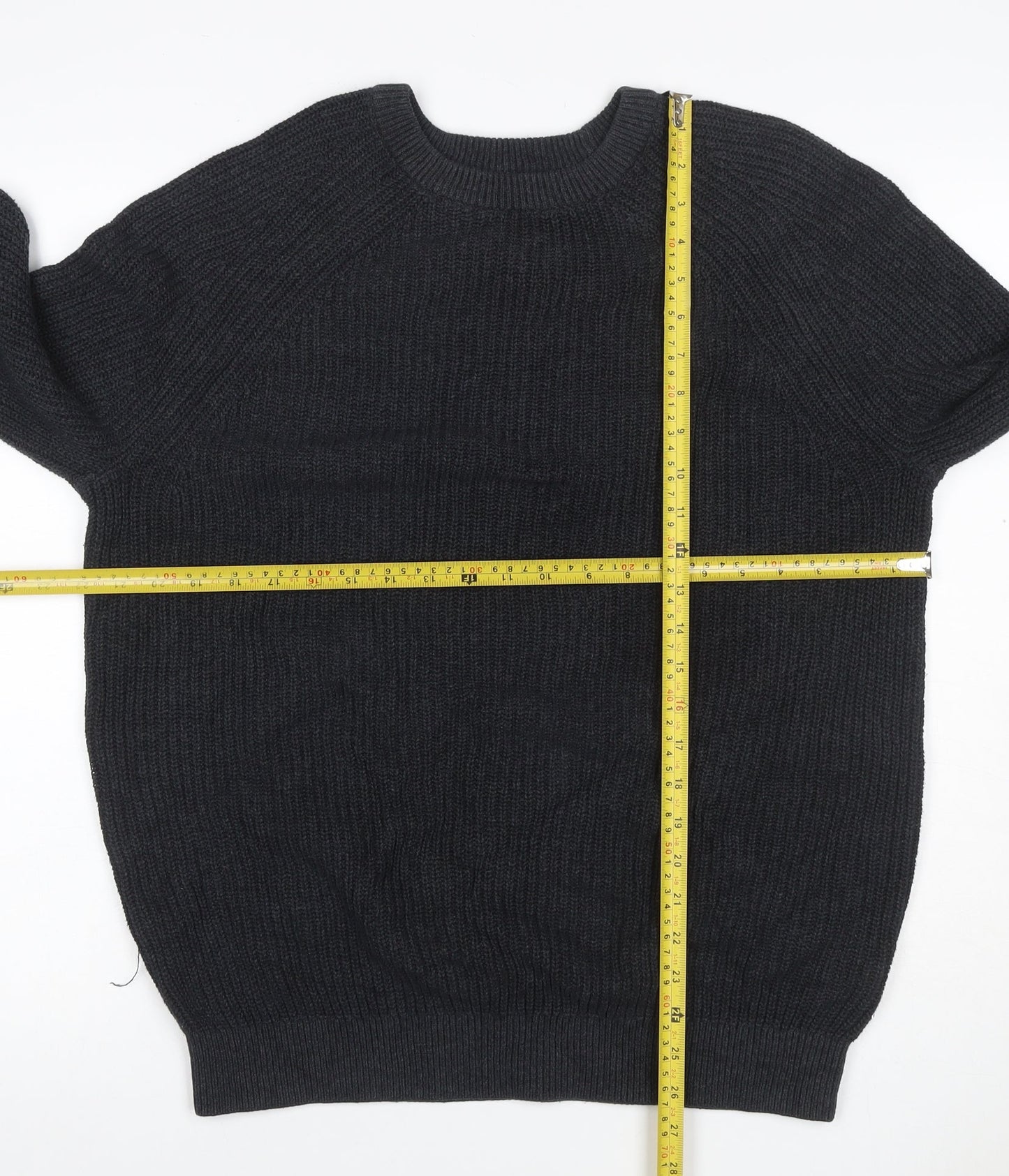 Paul Costelloe Men’s Black L Cable Knit Crew Neck Pullover Jumper