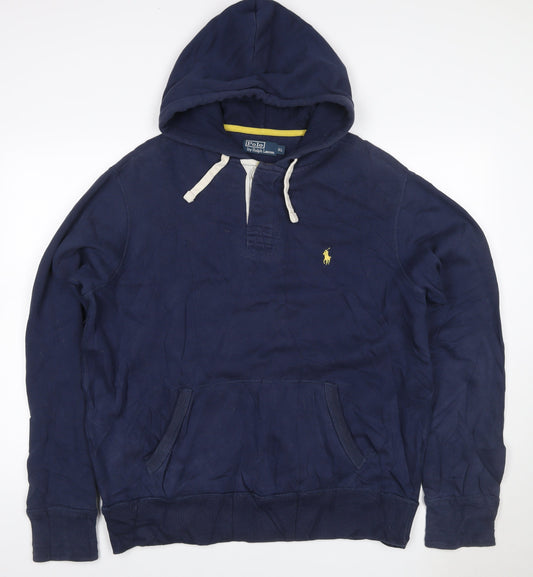 Polo Ralph Lauren Men’s Blue XL Henley Hoodie Embroidered Logo