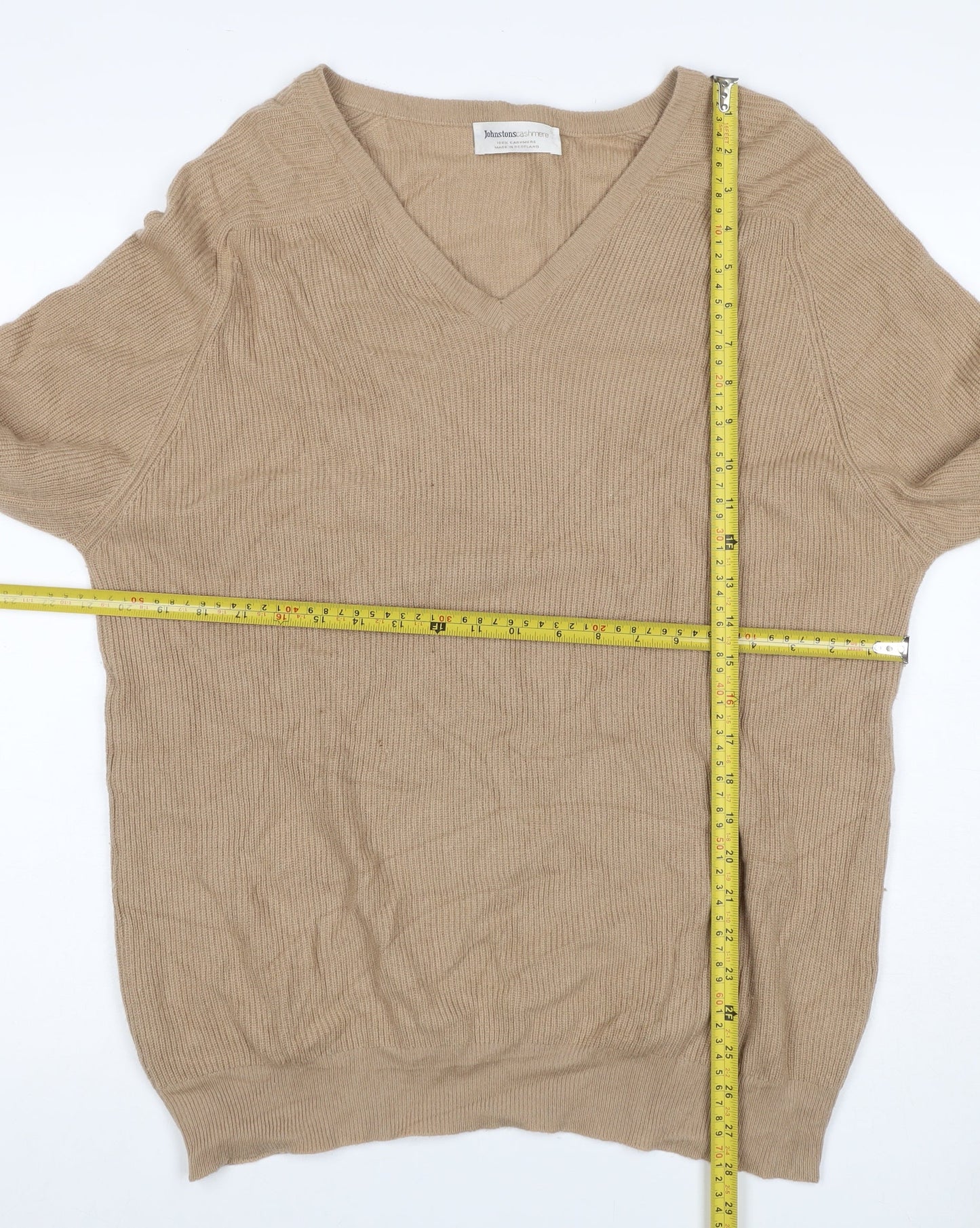 Johnstons Cashmere Women’s Beige M V-Neck Raglan Sleeve Jumper