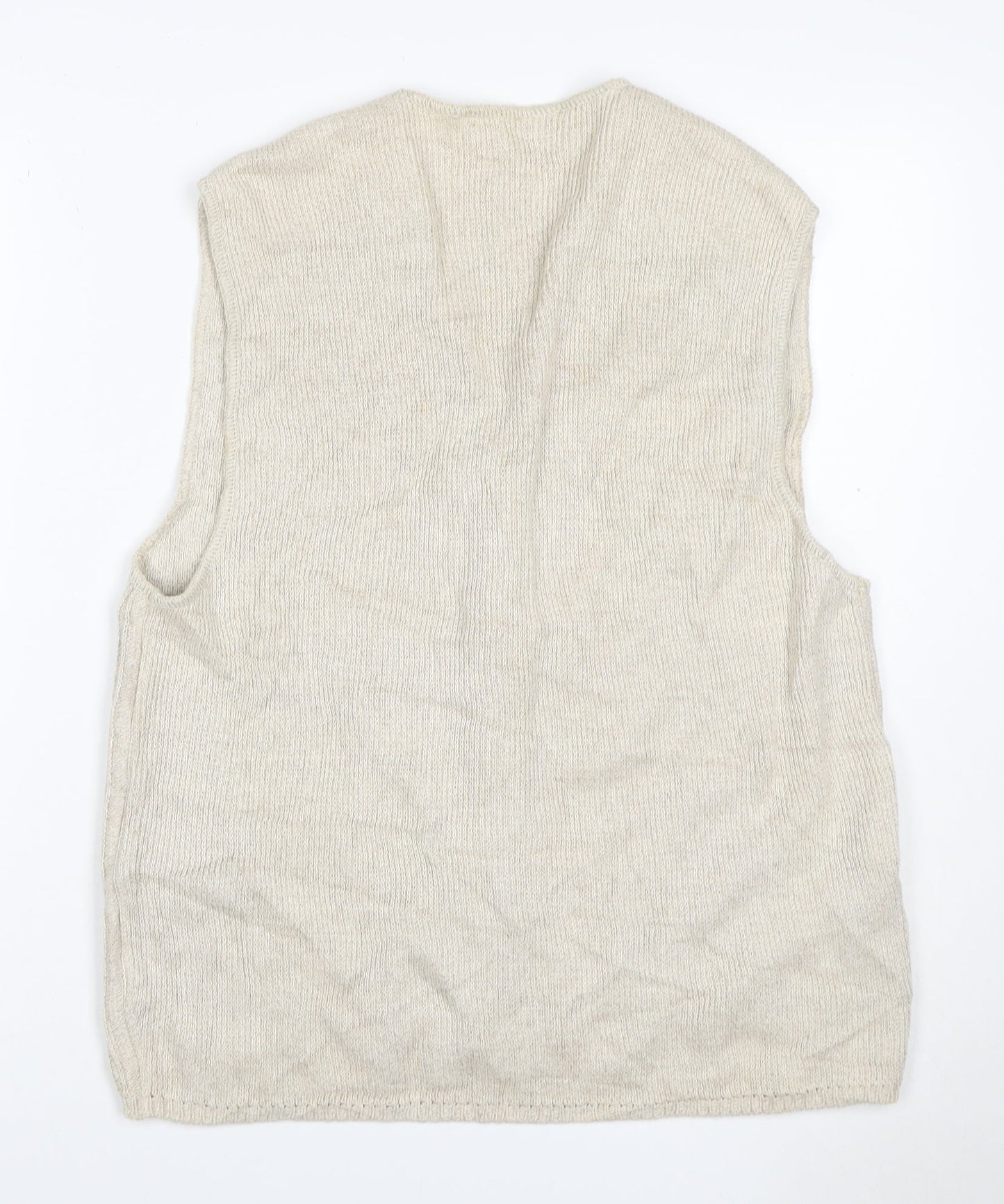 Marks & Spencer Women's Beige UK 12 Linen Blend Sleeveless V-Neck Cardigan