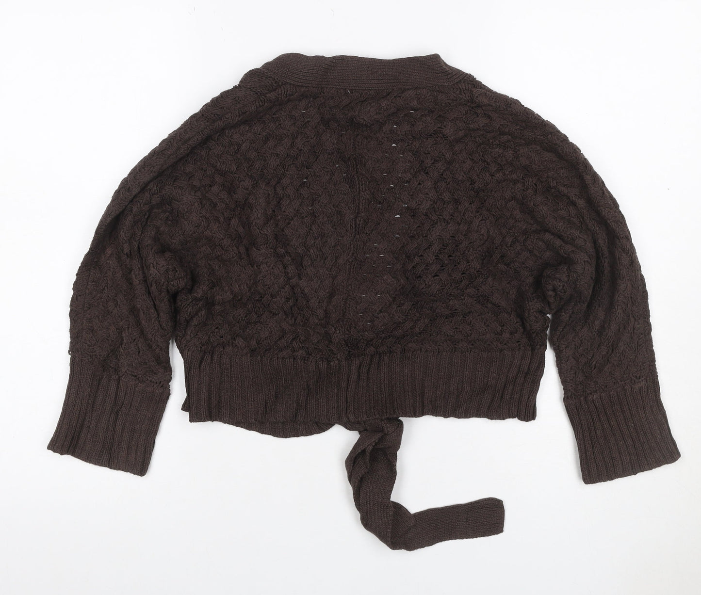 Meymoon Women’s Brown UK 14 Cable Knit Tie Wrap Cardigan