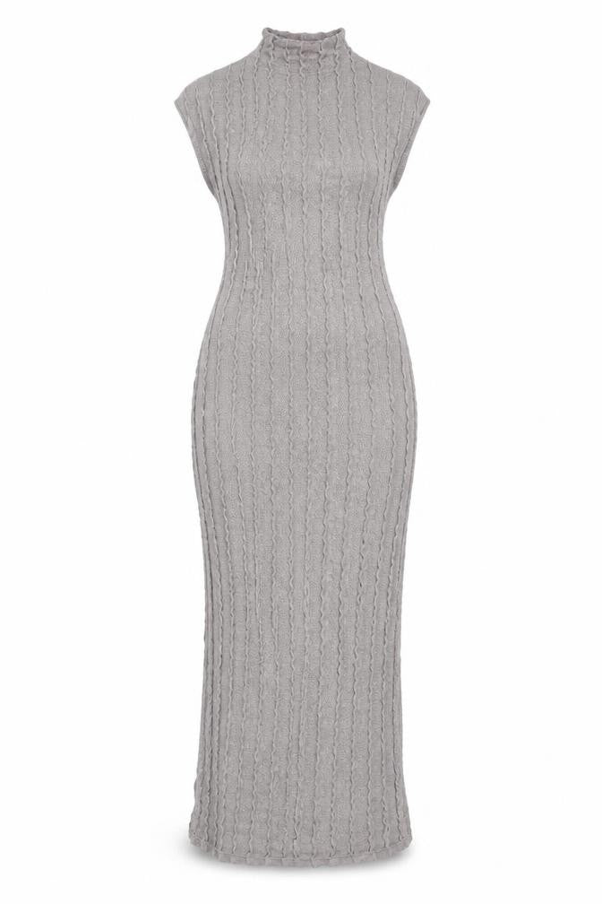 Zara Women Grey S Maxi Knit Striped Sleeveless Stretch Dress