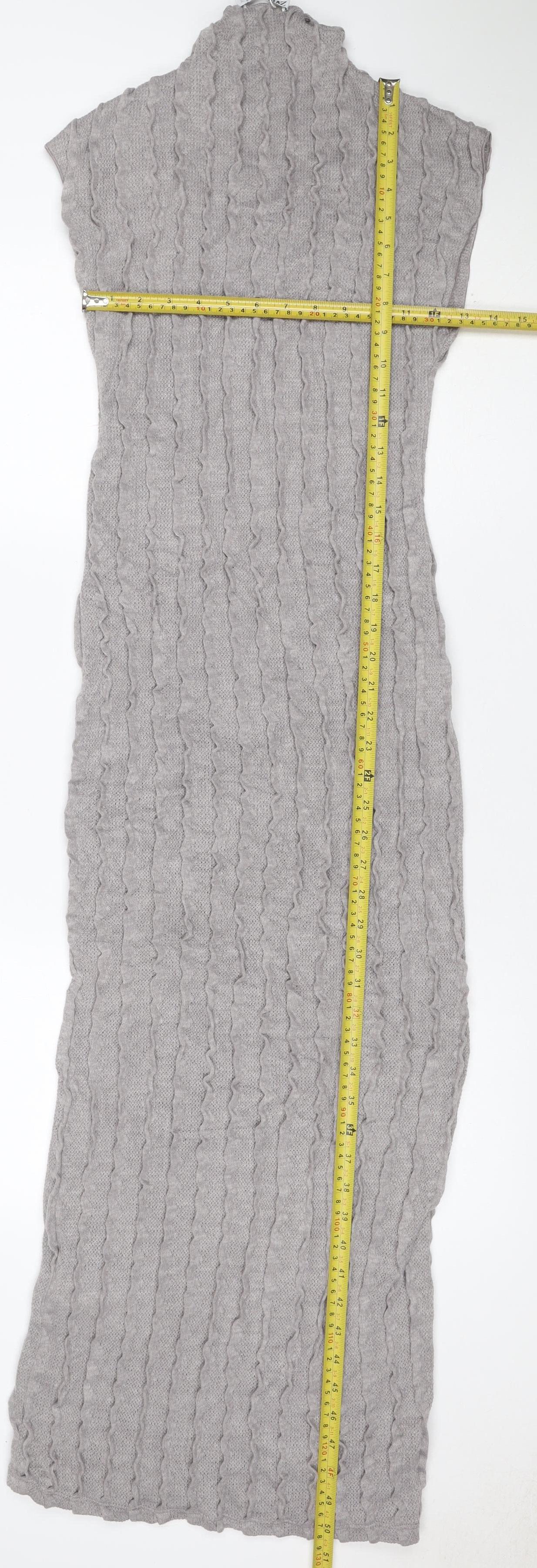 Zara Women Grey S Maxi Knit Striped Sleeveless Stretch Dress