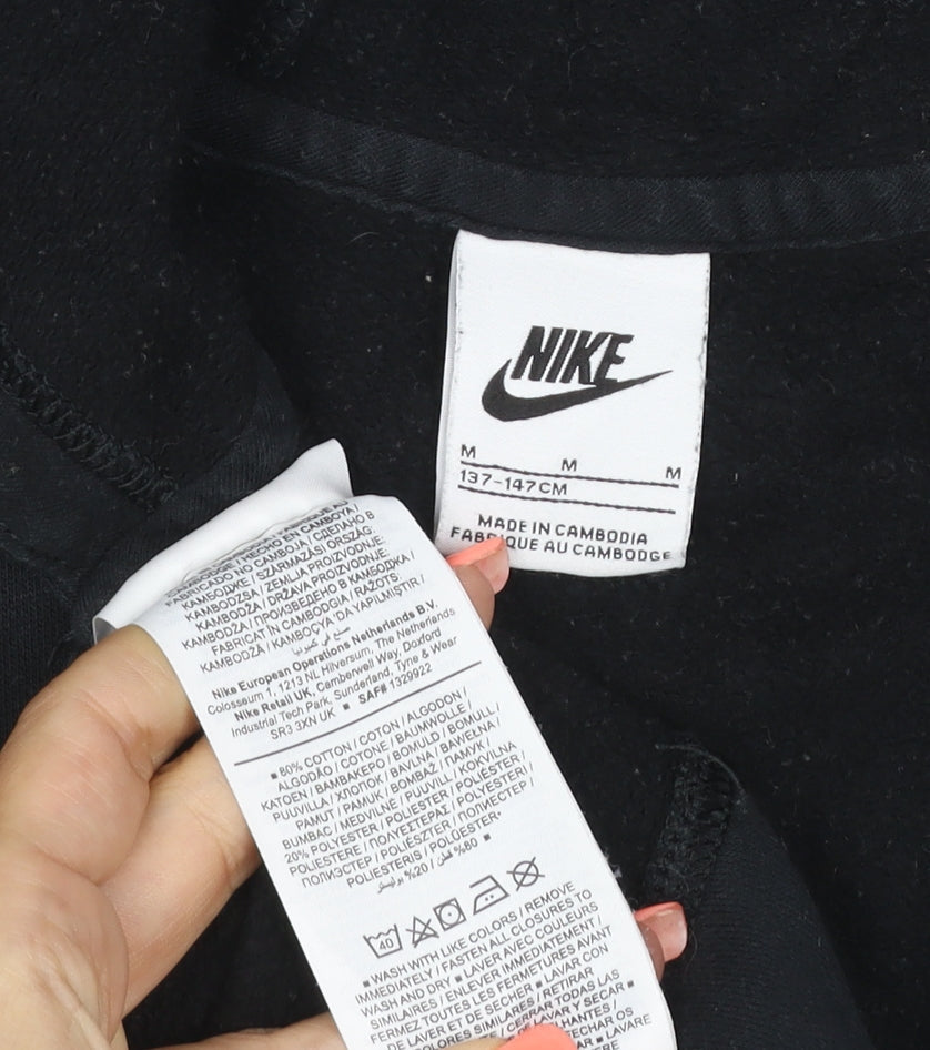 Nike Unisex Kids Black M 137-147cm Full Zip Logo Fleece Hoodie