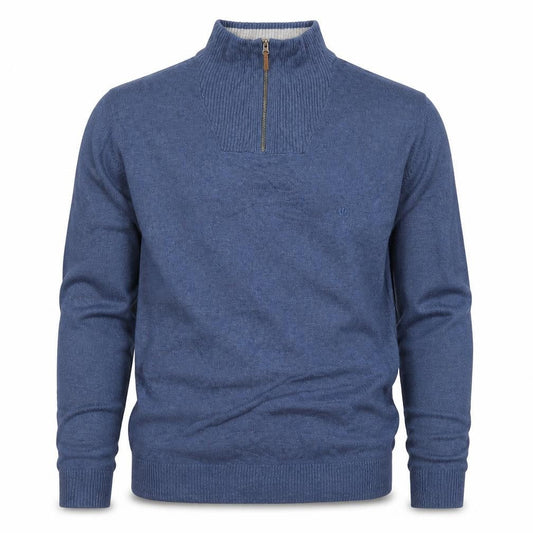 Fat Face Men’s Blue M 1/4 Zip High Neck Cotton Knit Jumper