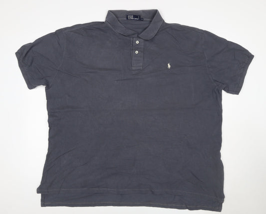 Ralph Lauren Mens Grey Cotton Logo Short Sleeve Polo Shirt L