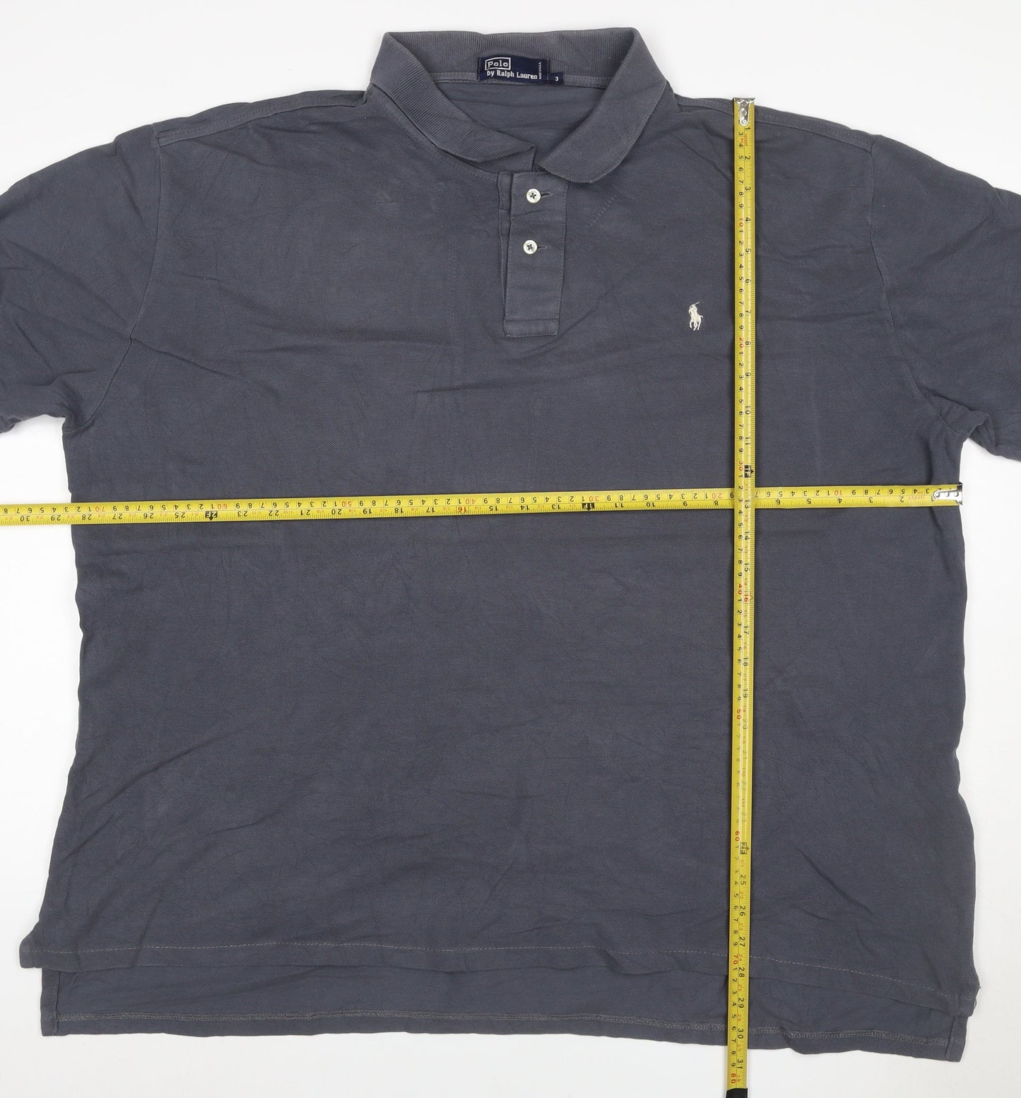 Ralph Lauren Mens Grey Cotton Logo Short Sleeve Polo Shirt L