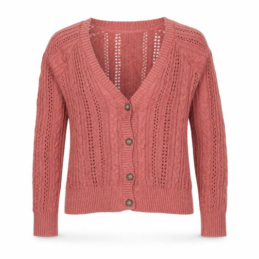 Fat Face Women’s Pink UK 12 Cable Knit V-Neck Cardigan