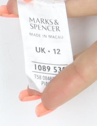 Marks & Spencer Women Pink UK 12 Beaded Round Neck Knit Jumper