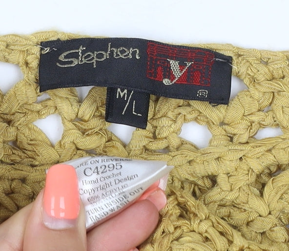 Stephen Women Yellow L Open Crochet Knit Long Sleeve Jumper