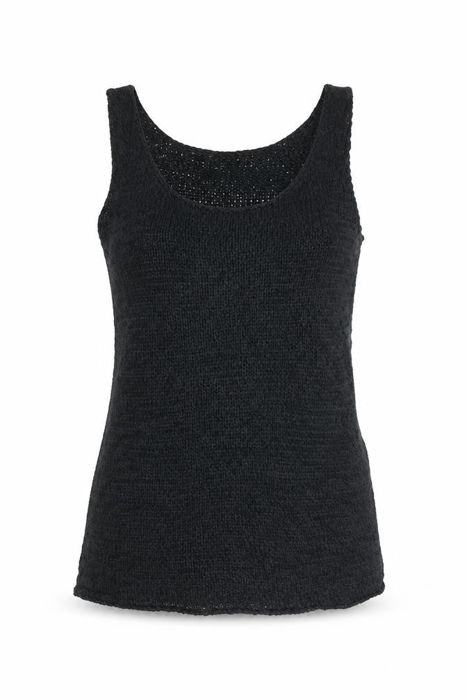 Front view of Byhami Women's Black UK 6 Sleeveless Scoop Neck Knit Tank Top