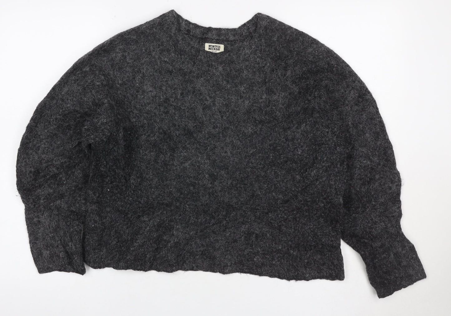 Weekday Women Grey M Mohair Alpaca Knit Crew Neck Jumper