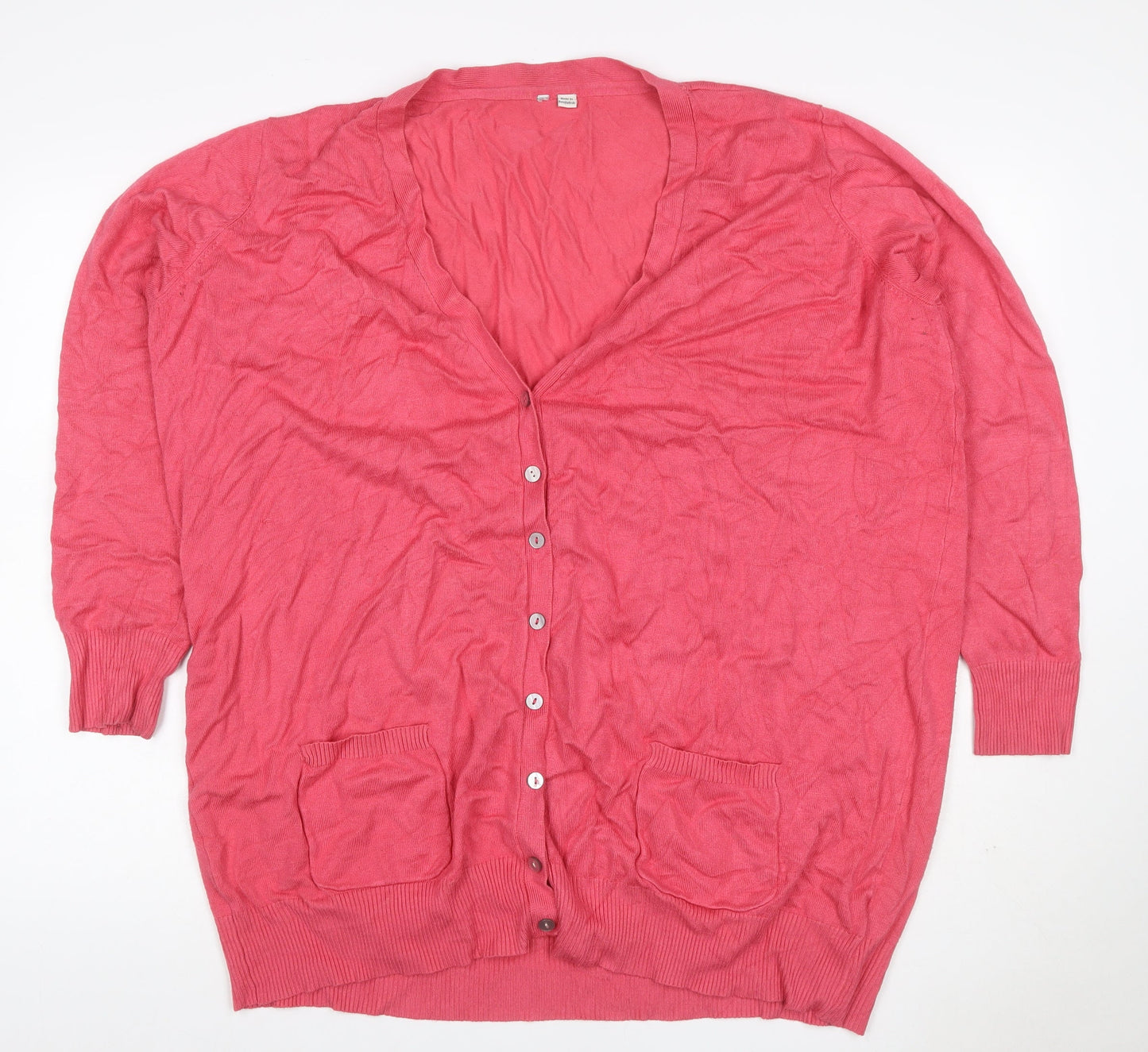 Capsule Women’s Pink UK 14 V-Neck Button Pocket Knit Cardigan