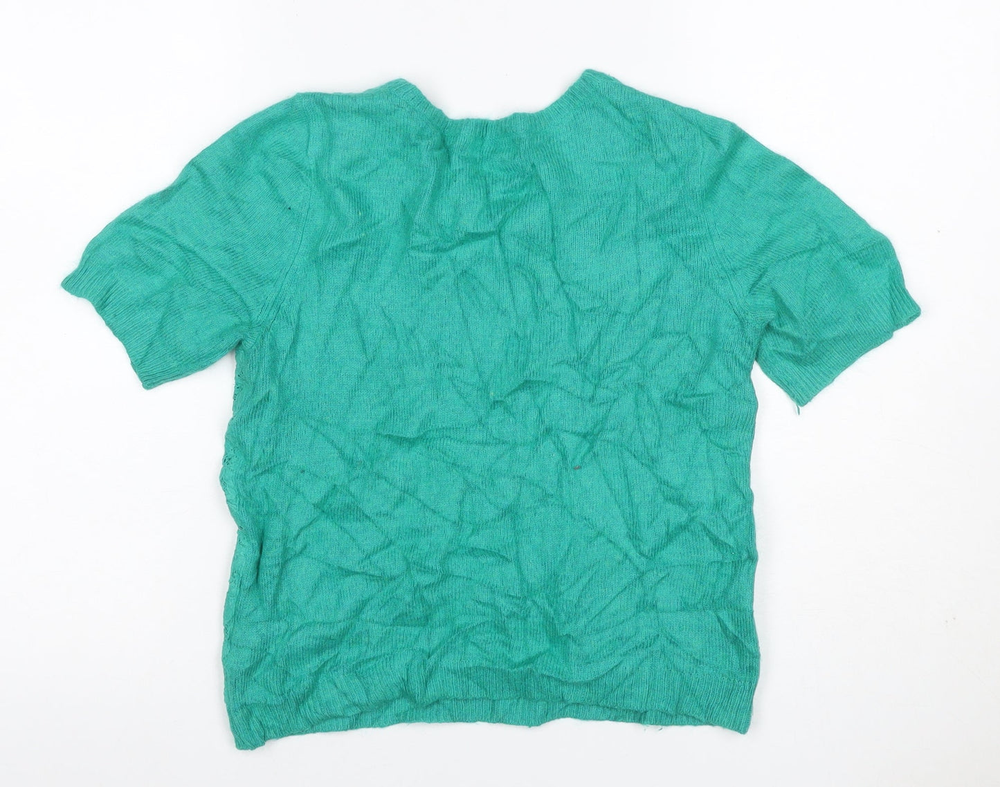 Topshop Women’s Green UK 12 Angora Lace Short Sleeve Jumper