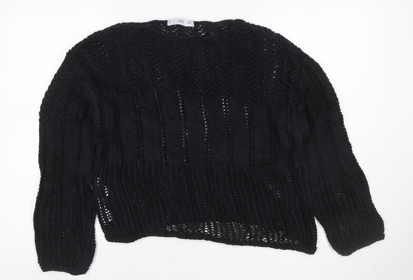 MNG Women’s Black M Cable Knit Open-Knit Long Sleeve Jumper