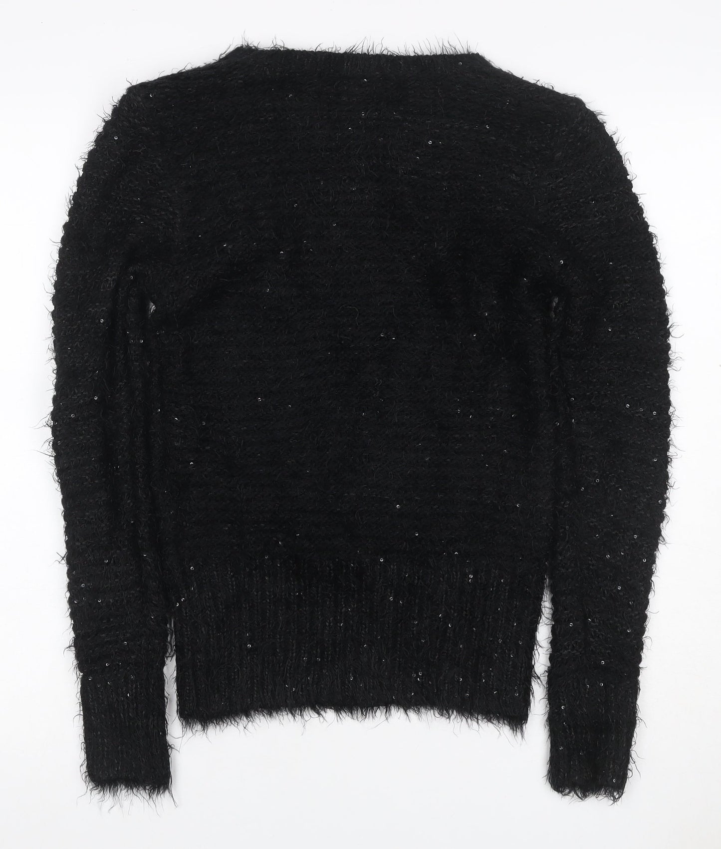Brooks Women’s Black Size 12 Sequin Fuzzy Knit Pullover Jumper