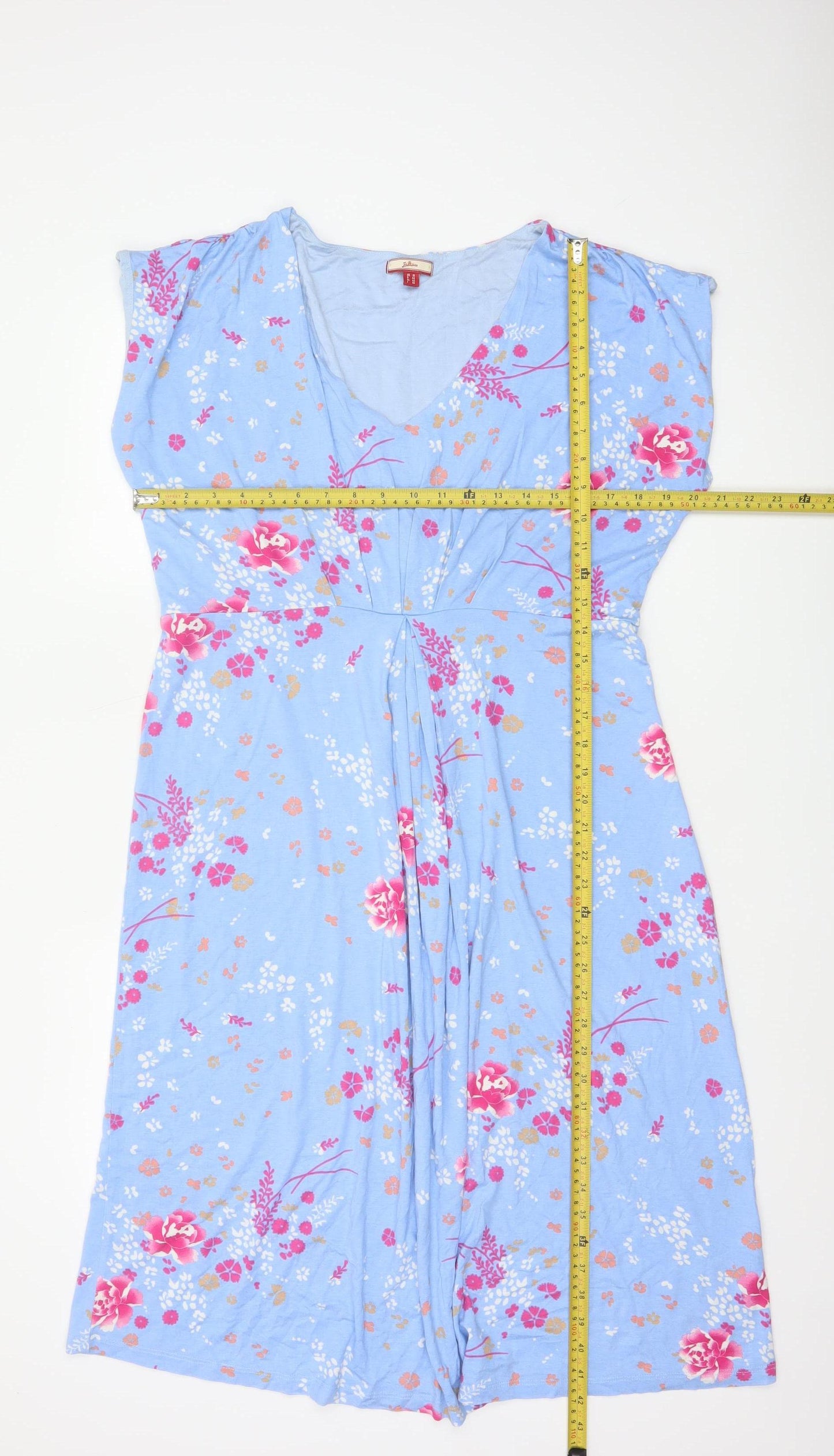 Joe Browns Women Blue Floral Midi Fit & Flare Dress UK 16 V-Neck