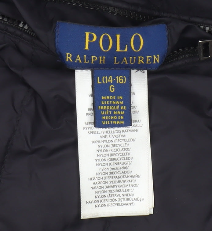 Polo Ralph Lauren Girls Grey Puffer Jacket 14-15 Years Quilted Zip