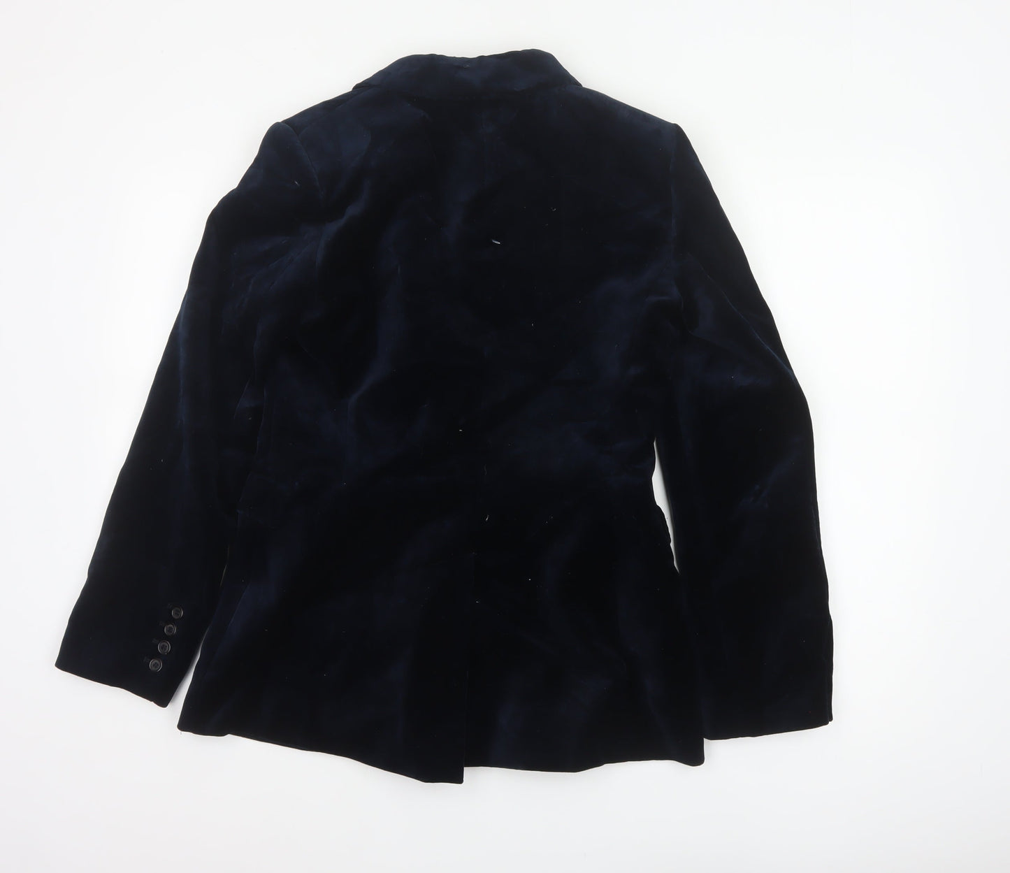 Zara Women’s Navy Blue Velvet Double-Breasted Tuxedo Blazer Size M
