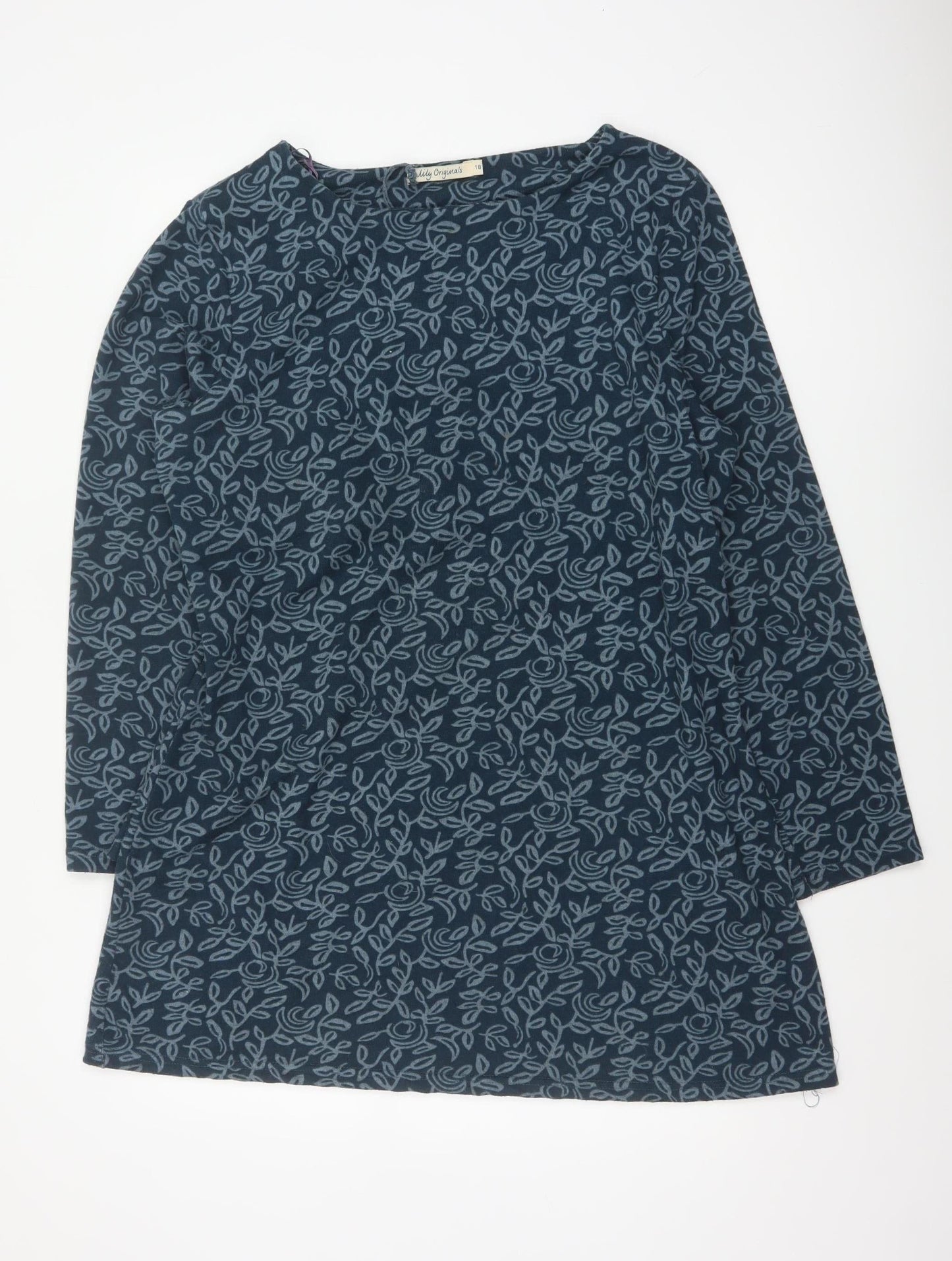 Lily Originals Women’s Blue Floral Jersey Tunic Blouse UK 18 Long Sleeve