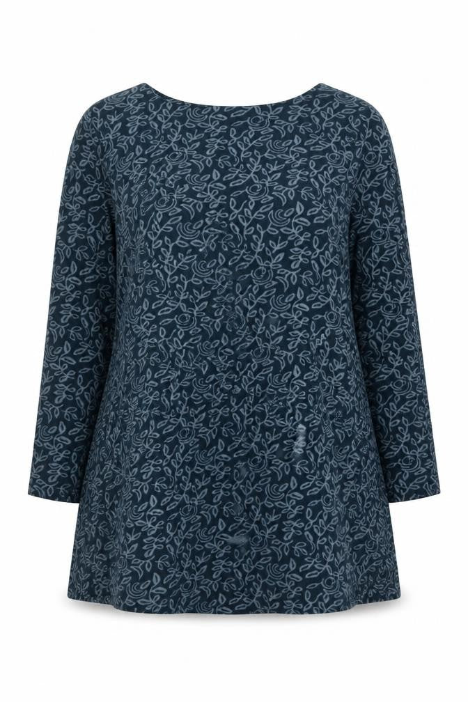 Lily Originals Women’s Blue Floral Jersey Tunic Blouse UK 18 Long Sleeve