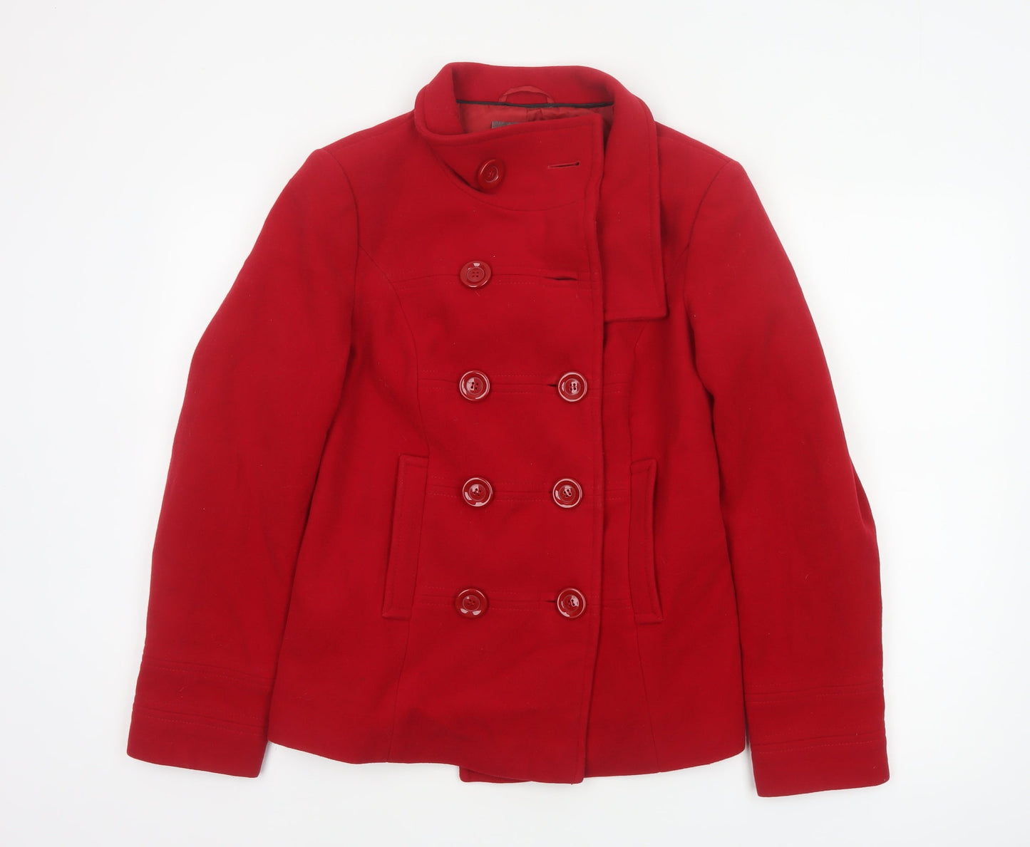 Marks and Spencer Women's Red UK 10 Wool Pea Coat