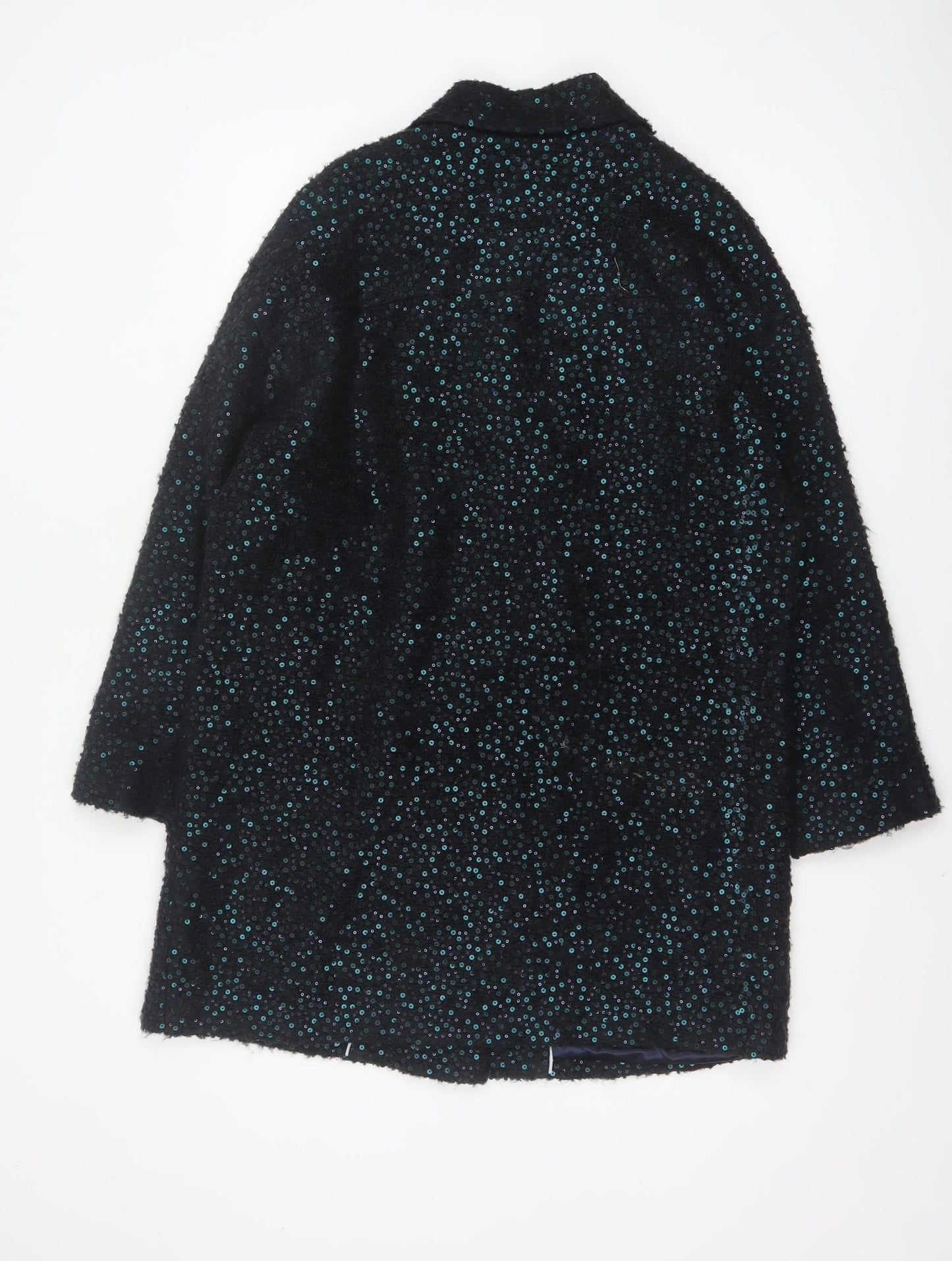 M&S Women’s Black Size 14 Sequin Double Breasted Pea Coat