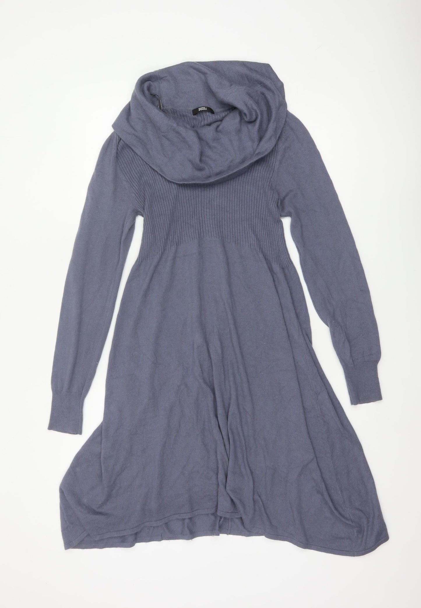 Marks and Spencer Women Blue UK 12 Cowl Neck Knit Jumper Dress