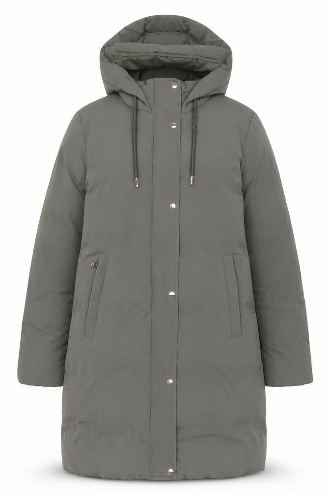 Zara Women Grey S Long Hooded Puffer Coat Padded Zip Pockets