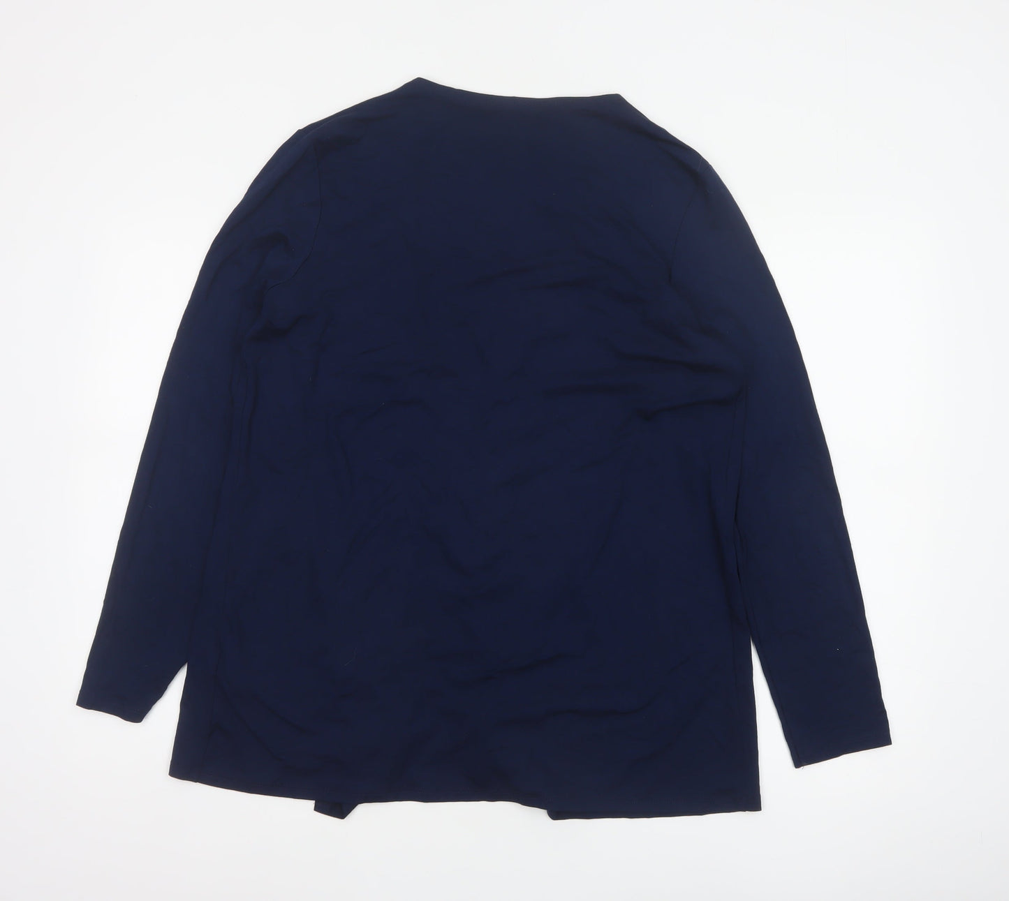 Lipsy Women Blue UK 14 Wrap Tie Front Long Sleeve Jersey Blouse