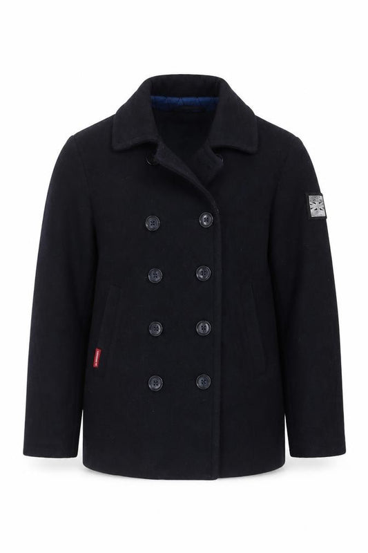 Superdry Men’s Navy XL Wool Blend Double Breasted Pea Coat
